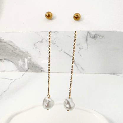 Aretes Perlas Colgantes